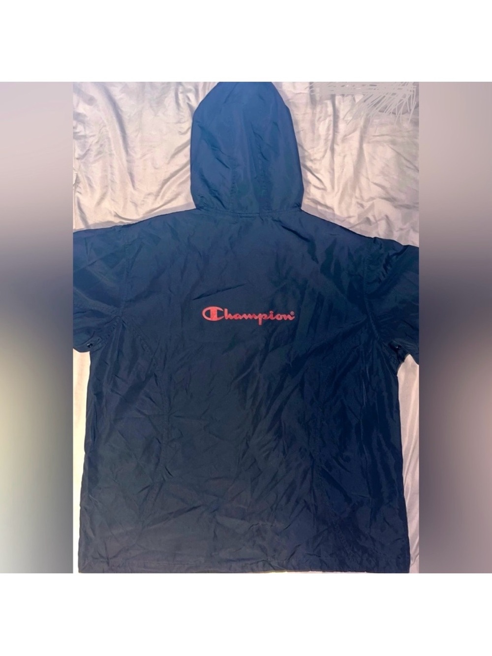 Champion Retro Y2K Athletic Apparel Black Full Zip Windbreaker Jacket Large